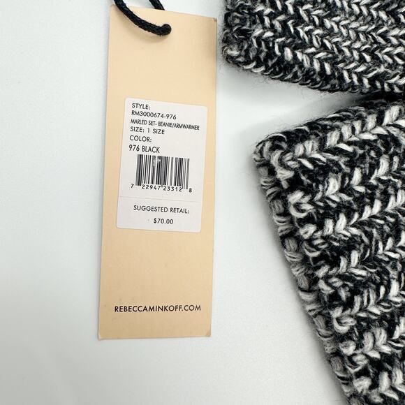Rebecca Minkoff New Beanie Arm Warmers Marled Set in Black One Size NWT - Picture 10 of 10